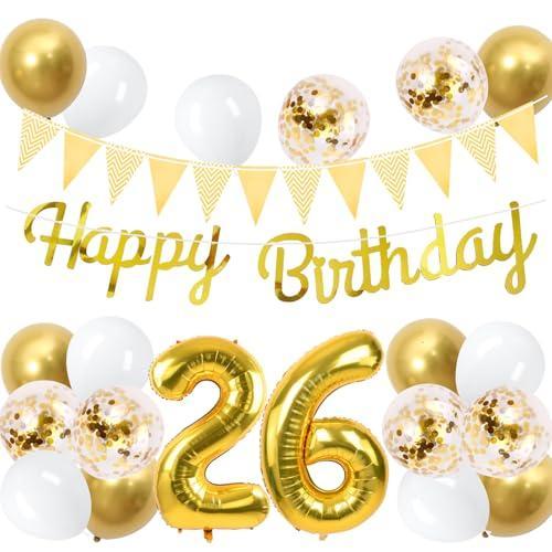 26歳 誕生日 バルーン 風船 セット 大きい 40inch ゴールド 数字 付け