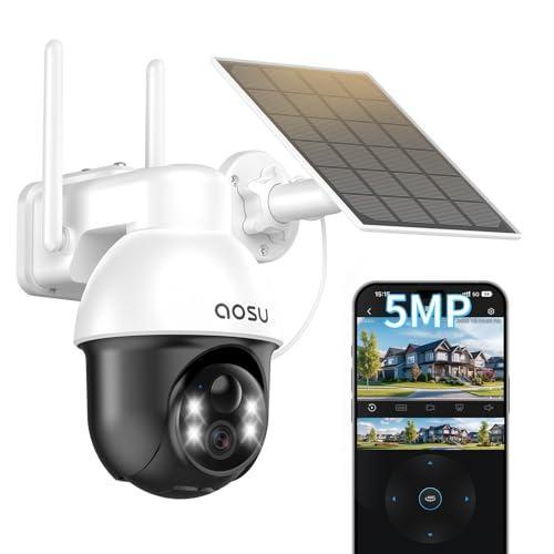aosu 防犯カメラ C9P21 500万画素 ソーラー 追尾型 aosu 防犯カメラ 屋外 ソーラー 500万超高画素 PIR人体検知 自動追尾