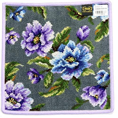 フェイラー)FEILER アメジストブルーム ハンカチ 25cm×25cm グレー/紫