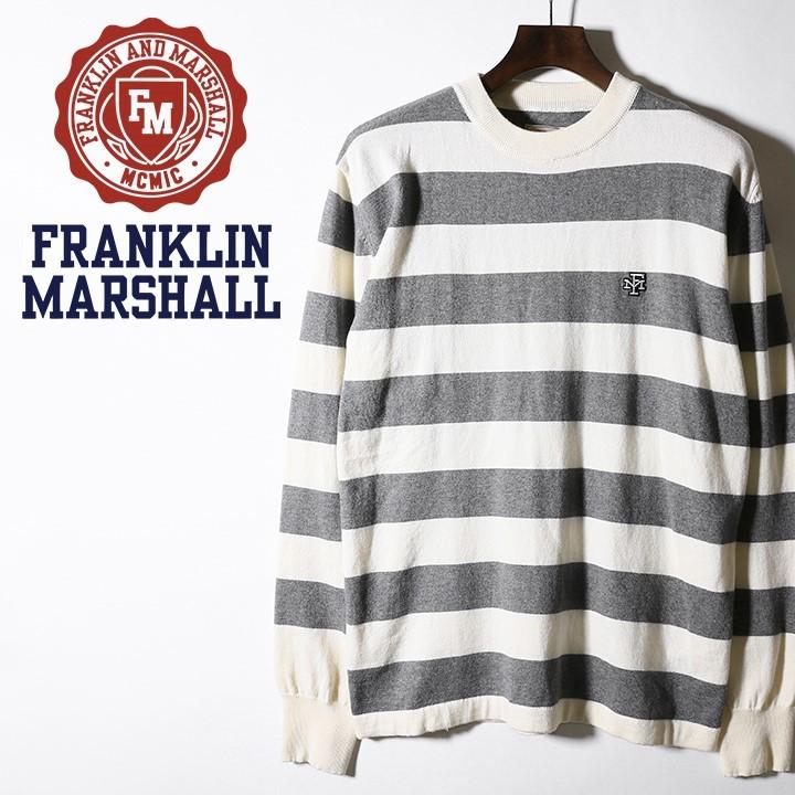 フランクリン マーシャル Franklin Marshall ニットセーター メンズ ボーダー柄 薄手 スプリングニット Knitwear Cotton Round Neck Long Fra M T A3 437 キイロヤ インポート 通販 Yahoo ショッピング