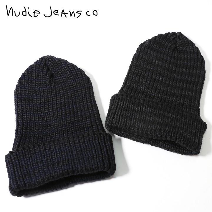 話題の行列 nudie jeans ニット帽 ニットキャップ メンズ ブラック (696様専用)ROLL ビーニー