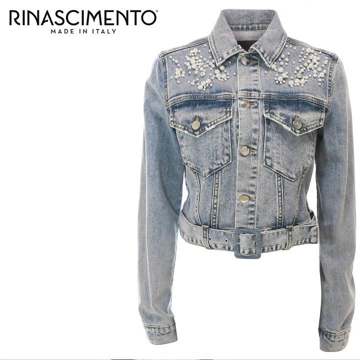 リナシメント Rinascimento デニムジャケット レディース パールビジュー装飾 ショート丈 Gジャン W 453 Rin L O B4 002 キイロヤ インポート 通販 Yahoo ショッピング