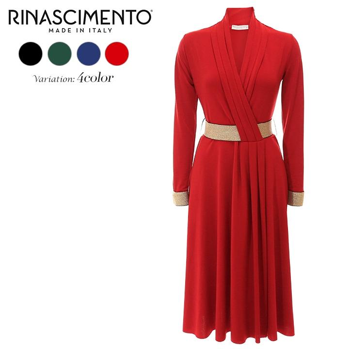 リナシメント Rinascimento 長袖ワンピース レディース ゴールドゴムベルト 裾カットオフ カシュクール風 膝下丈 Rin L T A8 226 キイロヤ インポート 通販 Yahoo ショッピング