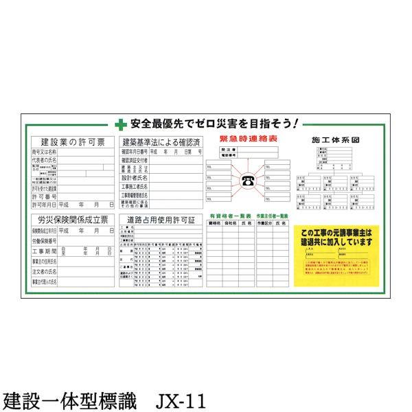 建設一体型標識 JX-11 壁貼りタイプ PP製 建設業の許可票 / 労災保険関係成立票 / 建築基準法による確認済 / 道路占用使用許可証 / 緊急時連絡表 ほか｜kiitos-shop｜02