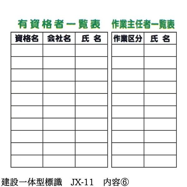 建設一体型標識 JX-11 壁貼りタイプ PP製 建設業の許可票 / 労災保険