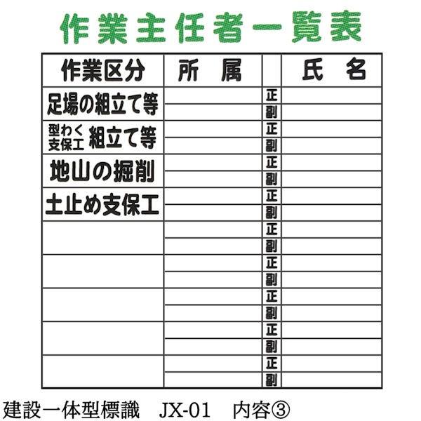 建設一体型標識 JX-01 壁貼りタイプ PP製 建設業の許可票 / 労災保険