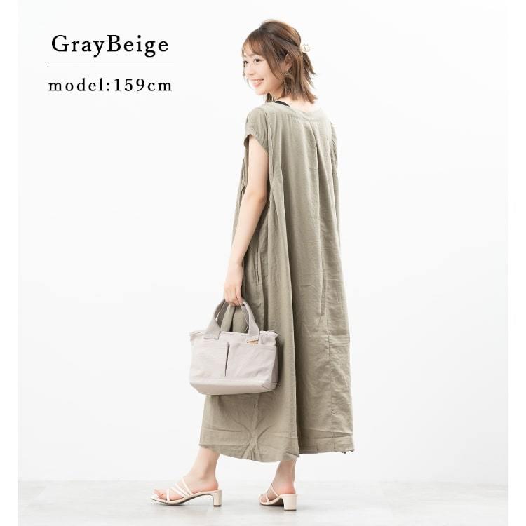 ワンピース レディース ロング 麻混 リネン オックス生地 フレンチ