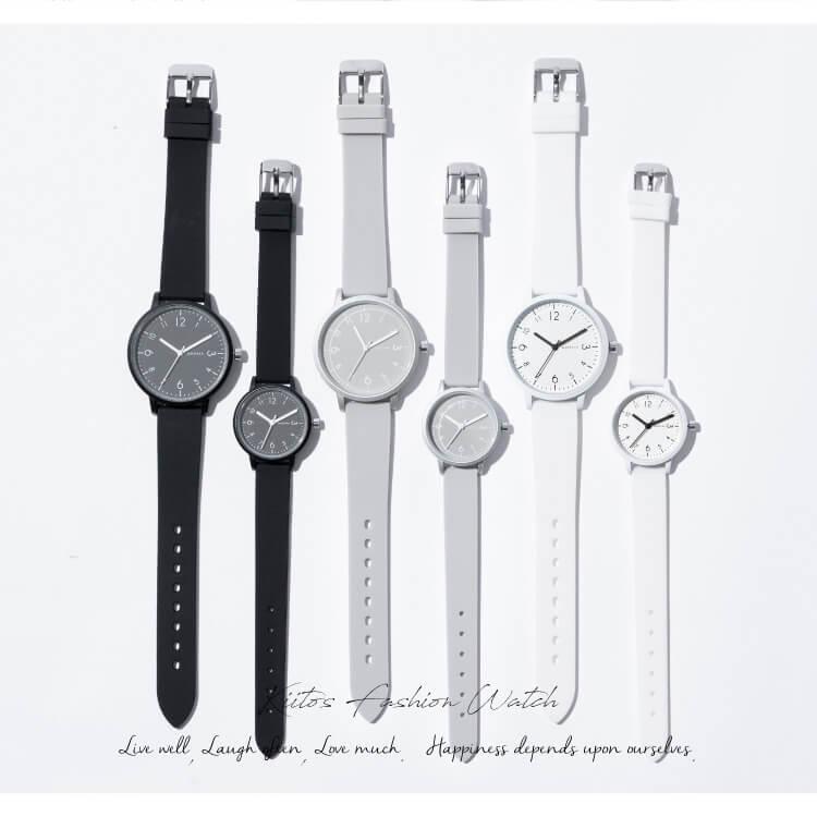 腕時計 レディース メンズ シリコン ラバーベルト ペア シンプル スポーティ おしゃれ プレゼント ギフト nattito 1年間のメーカー保証付き メール便送料無料｜kiitos-web｜17