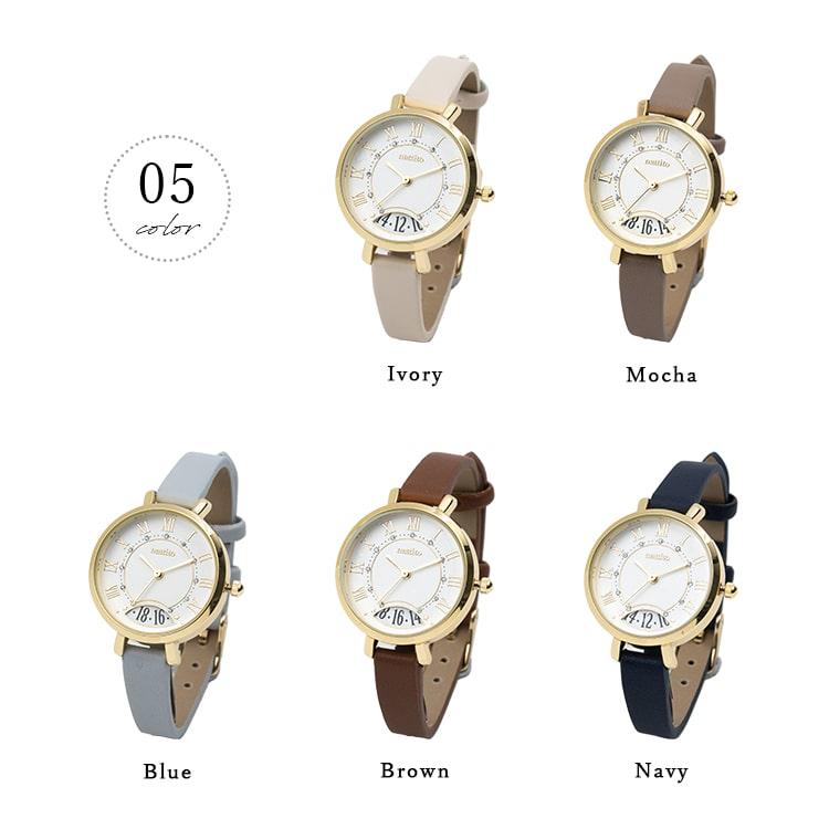 腕時計 レディース 日付表示付き シンプル かわいい おしゃれ ブランド カレンダー 見やすい 日本製ムーブ ギフト 1年間のメーカー保証付 メール便送料無料｜kiitos-web｜13