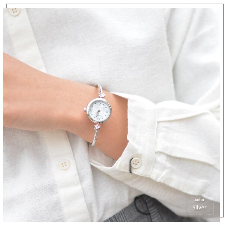 腕時計 レディース ニッケルフリー シェル 白蝶貝 バングルウォッチ