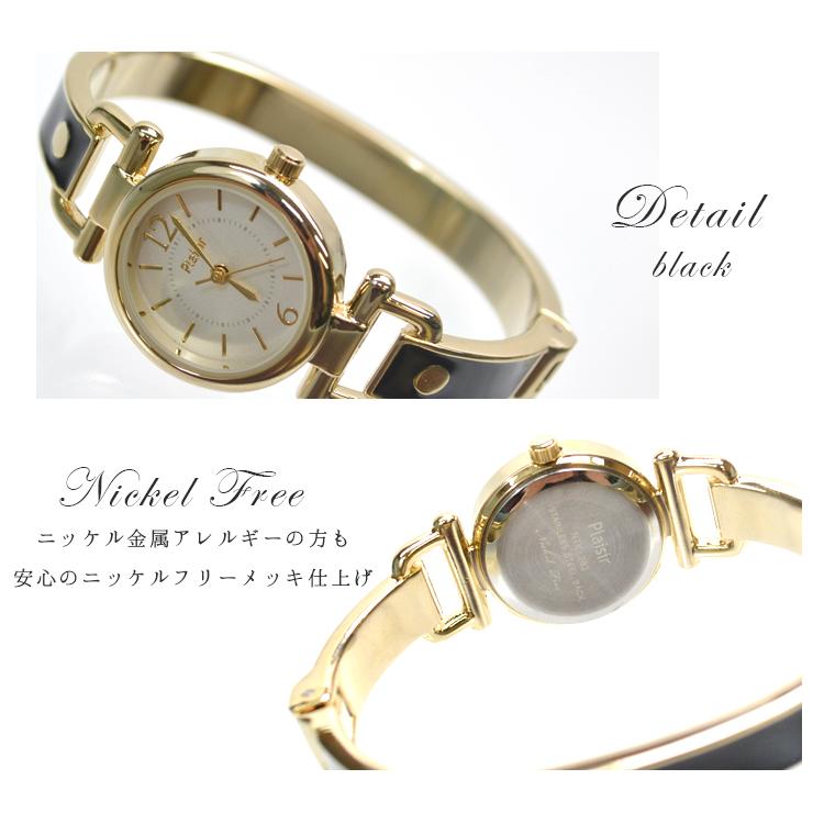 腕時計 レディース バングルウォッチ ニッケルフリー エナメル 金属