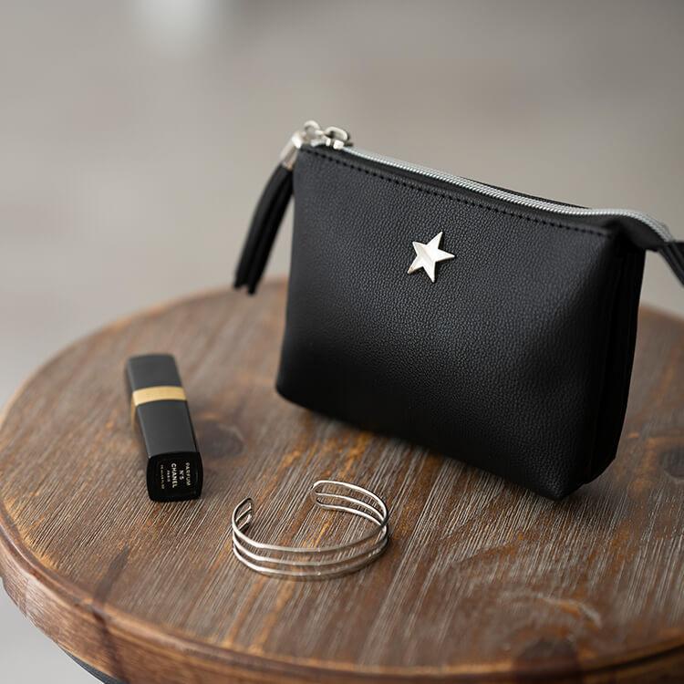 ポーチ おしゃれ 小物入れ 仕切り 三層 かわいい 小さめ 星モチーフ