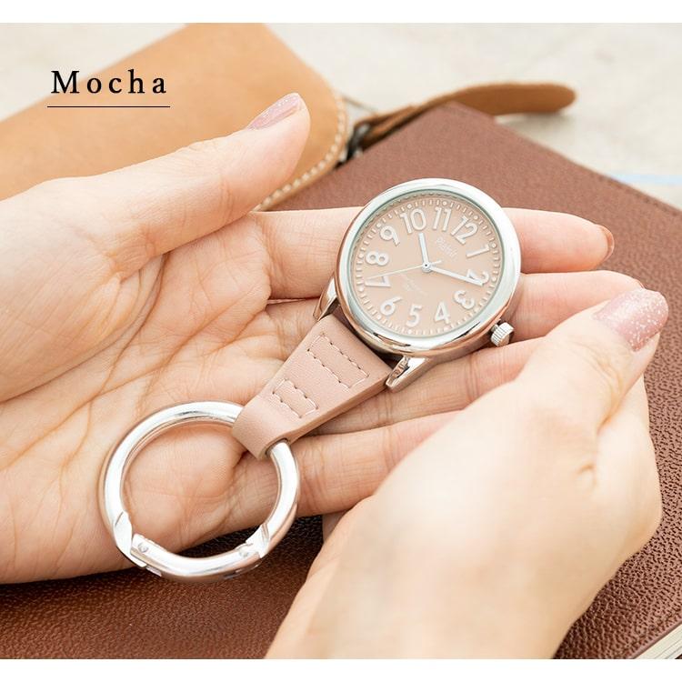 懐中時計 カラビナウォッチ 3気圧防水 大きめ エンボス かわいい