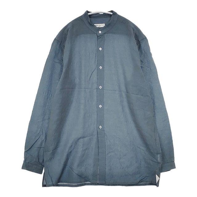 AQUELLOS OJOS VERDES bishu バンドカラーシャツ aov-42f-sc12-5 ウールキュプラ 長袖シャツ ブルーグレー メンズ アケヨスオホスヴェルデス【中古】5-1120M∞ AQUELLOS OJOS VERDES bishu バンドカラーシャツ aov-42f-sc12-5