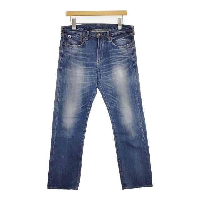美品】45R デニムパンツ ジーンズ 空比古 インディゴ 藍染め 36 ロゴ 
