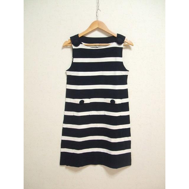 J&M Davidson サイズS ボーダーノースリーブワンピース ネイビー  