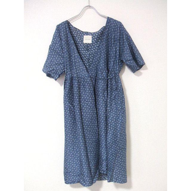 Toujours シルクカシュクールワンピース シルク100％ 半袖 花柄 ワンピース ブルー レディース トゥジュー【中古】1-0413S▲ TOUJOURS（トゥジュー） シルクカシュクールワンピース シルク100