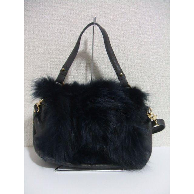 GIANNI NOTARO ファー ショルダーバッグ ネイビー グレー レディース  