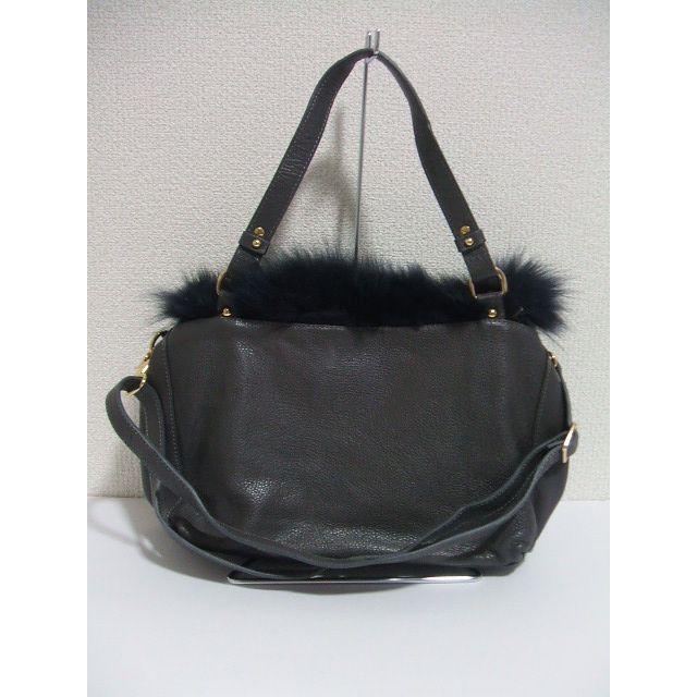 GIANNI NOTARO ファー ショルダーバッグ ネイビー グレー レディース 