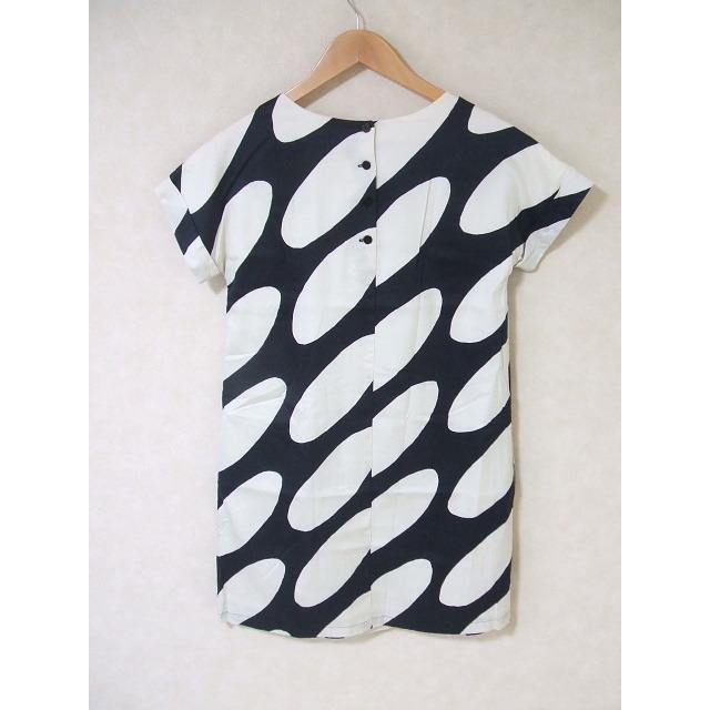 Marimekko 半袖 ワンピース ブラック サイズ34 オフホワイト レディース マリメッコ 中古 2 0419s 超人気
