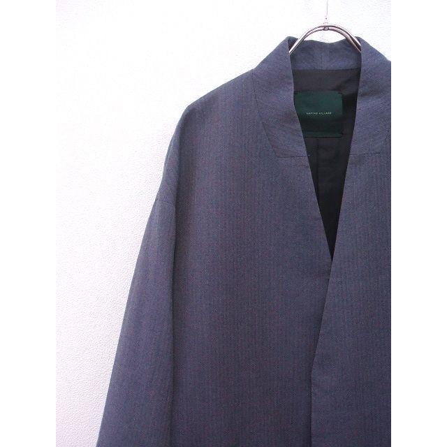 native village ウールシルク ノーカラー コート ブルー グレー native village ウールシルク ノーカラー コート ブルー グレー
