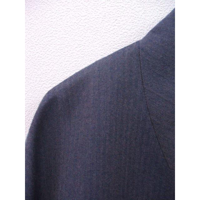 native village ウールシルク ノーカラー コート ブルー グレー native village ウールシルク ノーカラー コート ブルー グレー