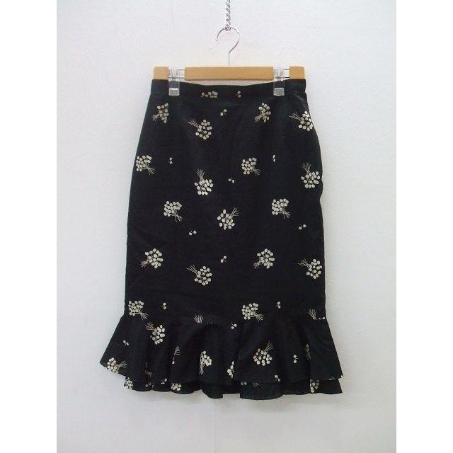HANAE MORI 森英恵 フラワー柄 サイズ9 スカート ブラック ホワイト  