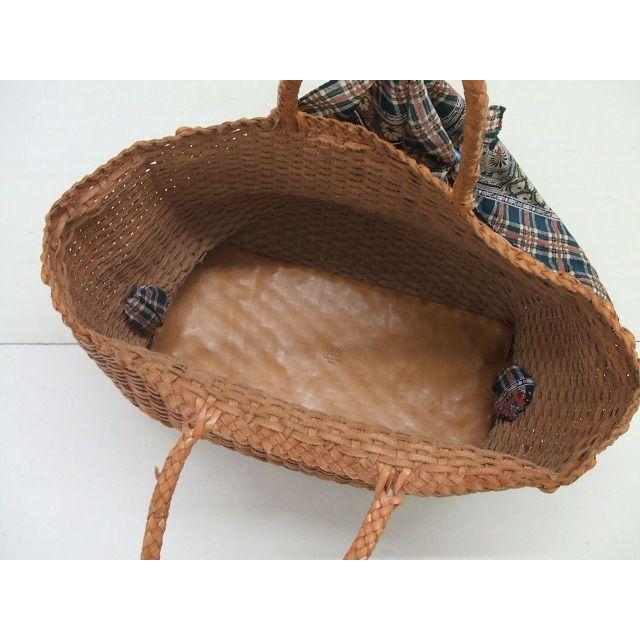 HENRY CUIR レザー編み込み メッシュ かご風 バンダナ付き トート