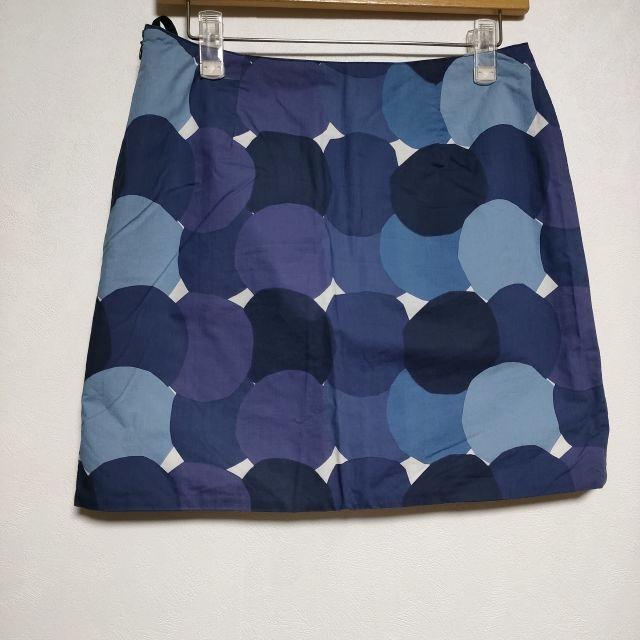 marimekko コットン サイズ36 ミニスカート ネイビー ブルー 