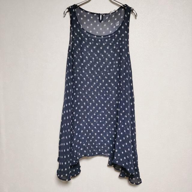 TOUJOURS Toujours コットンシルク ドットノースリーブドレス  