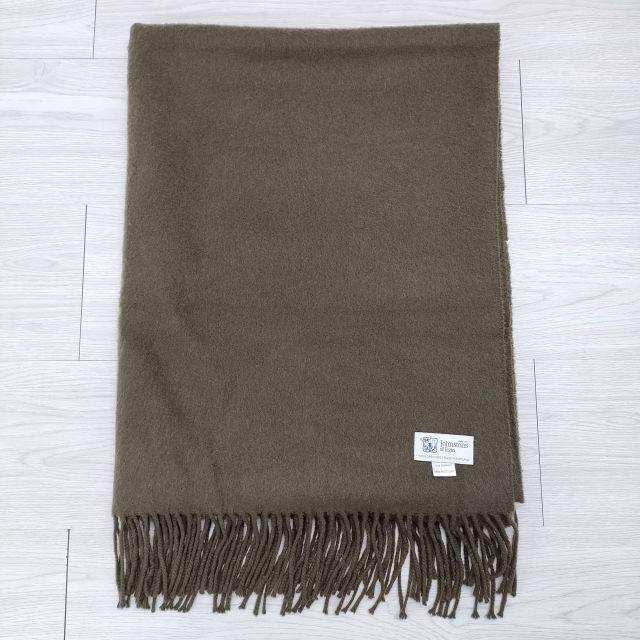 JOHNSTONS OF ELGIN カシミヤ 大判 フリンジ マフラー ストール カーキ  