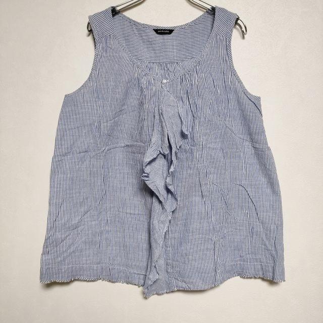 pas de calais コットン ストライプ ノースリーブ プルオーバー 