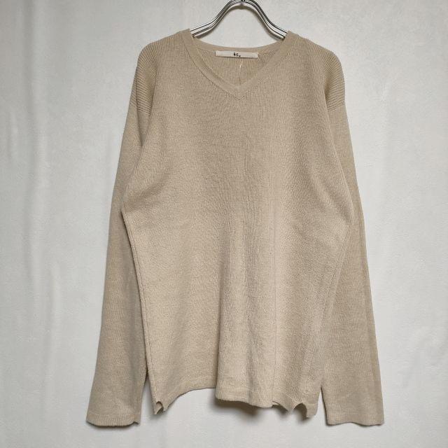 45R 45R/45rpm 総針ニットVネックセーター 4 ニット ベージュ フォー  