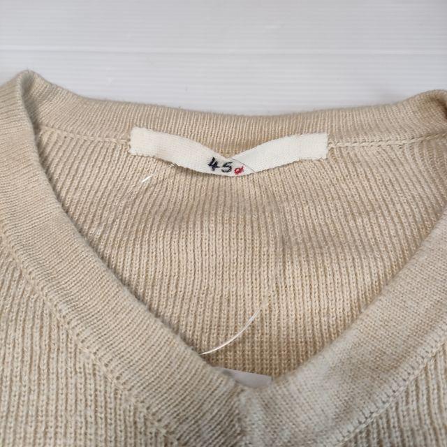 45R 45R/45rpm 総針ニットVネックセーター 4 ニット ベージュ フォー  