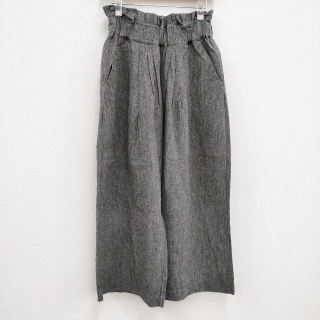 HUG O WaR リネン ハイウエスト ワイドパンツ パンツ グレー