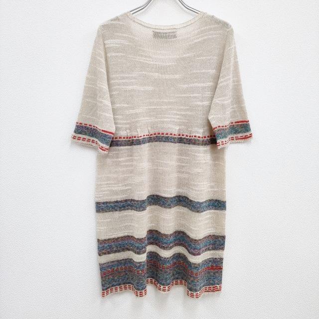 M&KYOKO ニットワンピース サイズ1 リネン混 五分袖 チュニック  