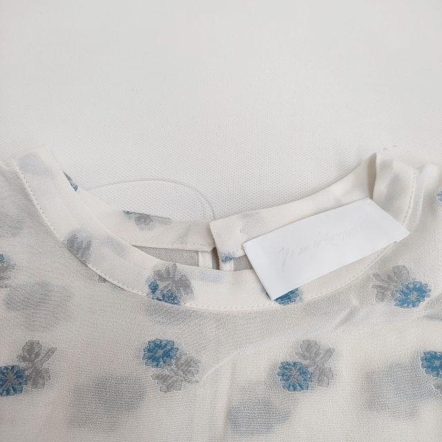 mame フラワー刺繍 Tunic With Small Flower Embroidery MM21PS-SH709 チュニック ブラウス ホワイト ブルー マメクロゴウチ【中古】4-0113M♪ mame フラワー刺繍 Tunic With Small Flower Embroidery MM21PS-SH709