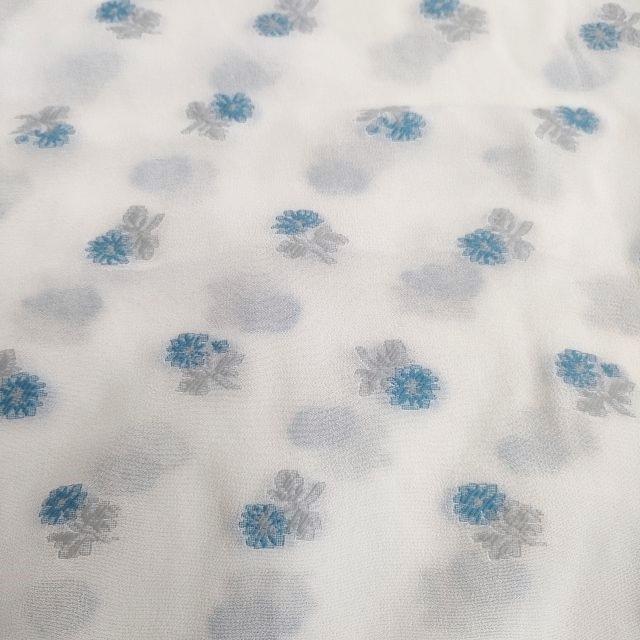 mame フラワー刺繍 Tunic With Small Flower Embroidery MM21PS-SH709 チュニック ブラウス ホワイト ブルー マメクロゴウチ【中古】4-0113M♪ mame フラワー刺繍 Tunic With Small Flower Embroidery MM21PS-SH709
