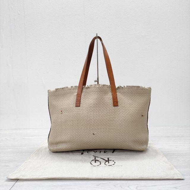 HENRY CUIR レザートートバッグ 編み込み メッシュレザー ビーズ 