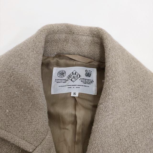 R&D.M.Co- ウールツイードコート ローブコート S ベルト付き ボタンレス コート ベージュ レディース オールドマンズテーラー【中古】3-1112A♪ R&D.M.Co- ウールツイードコート ローブコート サイズS ベルト付き