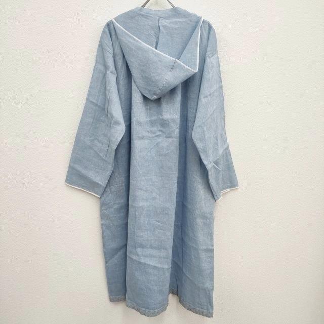 BUNON 新品 Hood Gather Dress 定価49500円 サイズF リネンコットン フード付き ワンピース ライトブルー ブノン 4-0419M 225514｜kiitti｜02