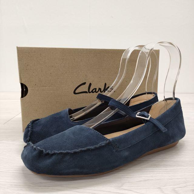 Clarks 新品 Freckle Bar スウェード サイズUK7 ワンストラップ フラット シューズ・靴 ネイビー クラークス 3-1109T 225846｜kiitti｜05