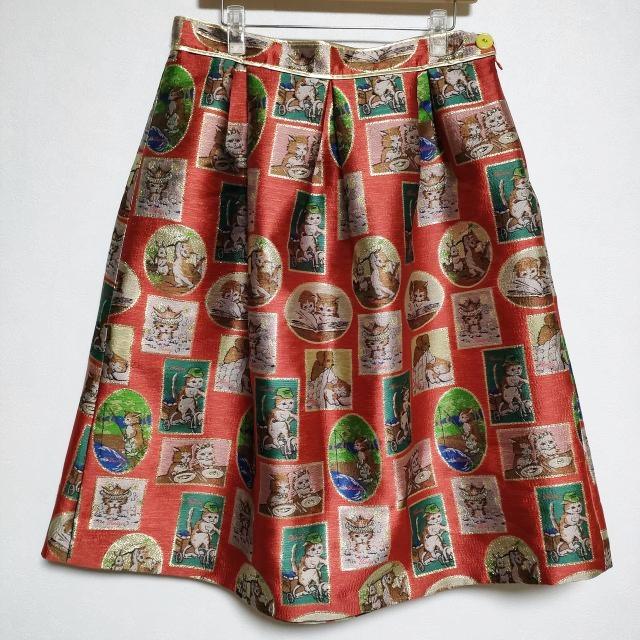 Franche lippee 新品 Diary柄ダイアリー ネコ ジャガード 3L ロング  