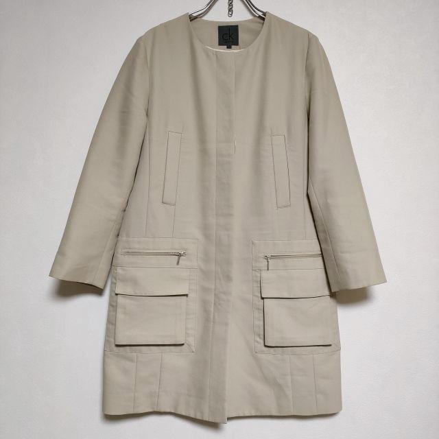 Calvin Klein ノーカラー CK 6号 コート ベージュ カルバンクライン 4 