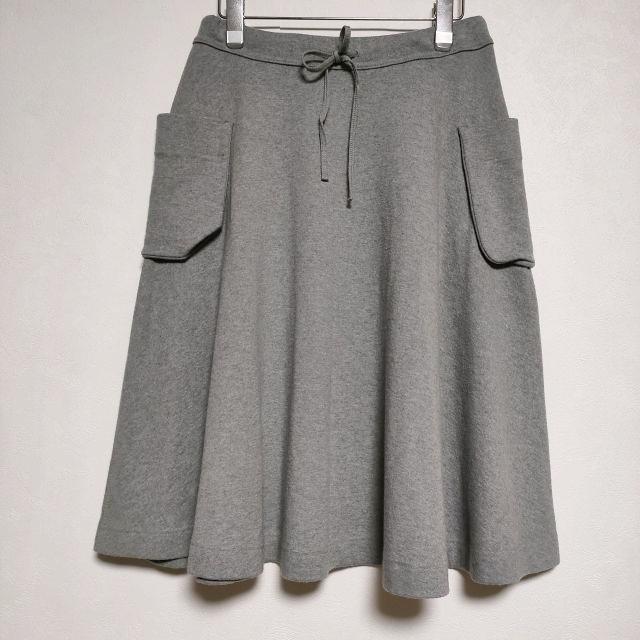 45R ジャージフラノフレアスカート ウール グレー
