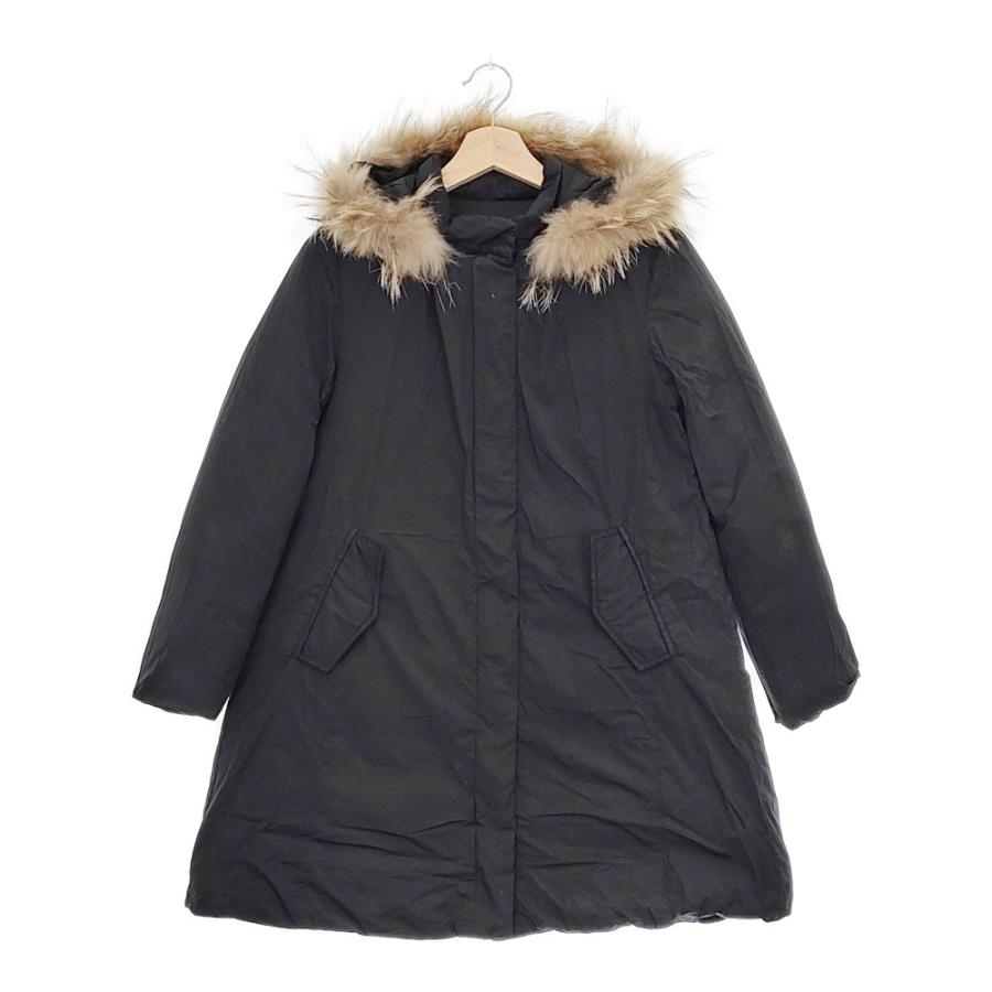 ファー付きブラックダウンコート ボールジィファー付きブラックダウンコート38