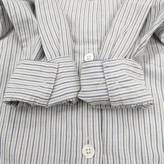 MARGARET HOWELL PYJAMA STRIPE COTTON CASHMERE コットンカシミヤ 長袖シャツ 23SS 白 青 マーガレットハウエル 4-0402M 236008｜kiitti｜05