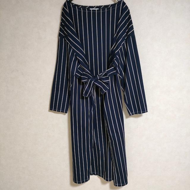 Yarmo YAR-17AW OP8 ストライプ 長袖 ボートネック コットン 