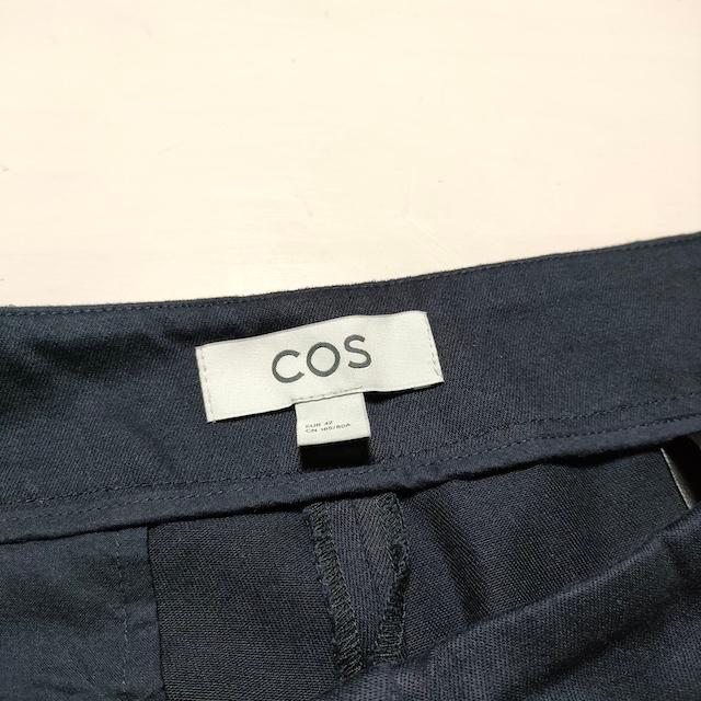 COS コットン タック ワイドパンツ 大きいサイズ パンツ ネイビー コス