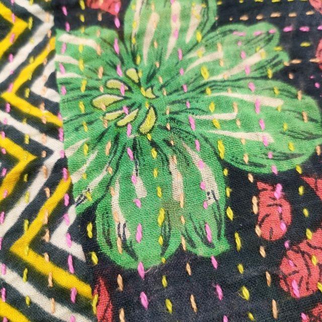 dosa 刺し子 花柄 パッチワーク カンタ マフラー ストール 多色 ドーサ  